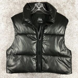 Zara Faux Leather Cropped Vest